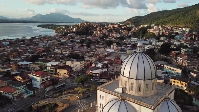 Bas&iacute;lica de Santo Ant&ocirc;nio, Vit&oacute;ria, Esp&iacute;rito Santo, Brasil. Drone Flying over  Santo Antonio church, Vit&oacute;ria, Brazil.