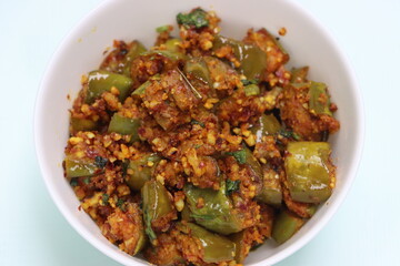 Brinjal or Egg plant dry fry, south Indian curry with roasted peanut powder
