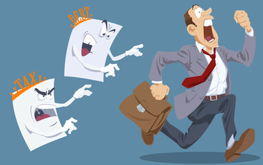 Businessman running away from tax.