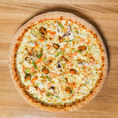 italian pizza on the wooden background
