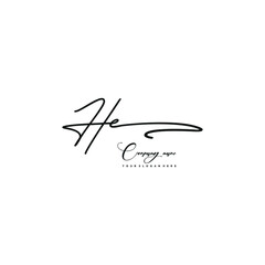HE initials signature logo. Handwriting logo vector templates. Hand drawn Calligraphy lettering Vector illustration.