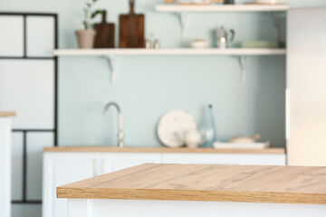Empty table in modern kitchen