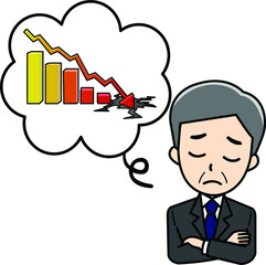 業績悪化で赤字に悩む男性（社長）