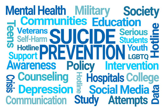 Suicide Prevention Word Cloud On White Background
