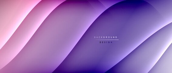 Fluid gradient waves with shadow lines and glowing light effect, modern flowing motion abstract background for cover, placards, poster, banner or flyer