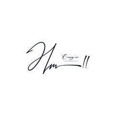 HM initials signature logo. Handwriting logo vector templates. Hand drawn Calligraphy lettering Vector illustration.