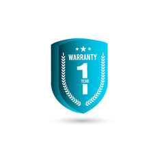 1 Years Warranty 3 D Vector Label Logo Template Design Illustration
