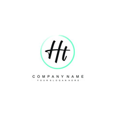 HT initials signature logo. Handwriting logo vector templates. Hand drawn Calligraphy lettering Vector illustration.