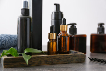 Set for hair treatment on table