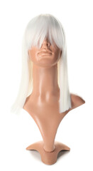 Obraz premium Mannequin with female wig on white background