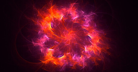 3D rendering abstract red fractal light background