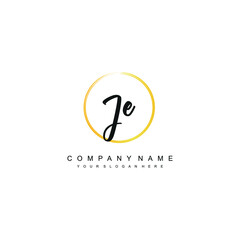 JE initials signature logo. Handwriting logo vector templates. Hand drawn Calligraphy lettering Vector illustration.