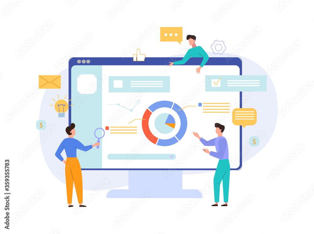 Canvas Prints infographic website visiting concept. seo testers analyze corporate website for number visits orders