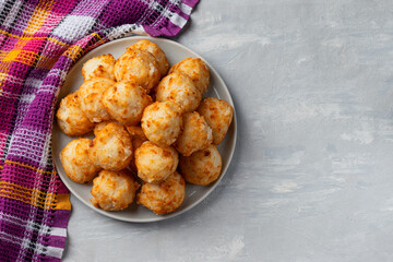 Energy balls with coconut and nuts. A wholesome homemade dessert. Horizontal orientation.