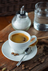 how to make latte art by barista focus in milk and coffee in vintage color