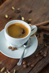 how to make latte art by barista focus in milk and coffee in vintage color