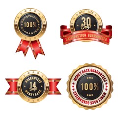 collection of money back guaranteed badges