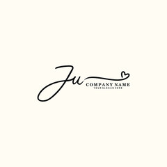 JU initials signature logo. Handwriting logo vector templates. Hand drawn Calligraphy lettering Vector illustration.
