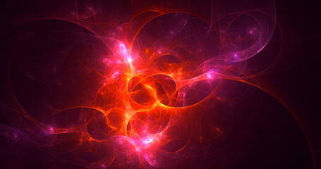 3D rendering abstract red fractal light background