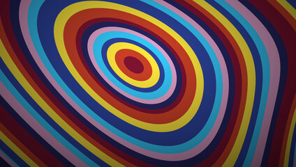 Fototapeta na wymiar Concentric circles deformed as if they were rainbow-colored targets. Abstract geometric colorful vector banner and background