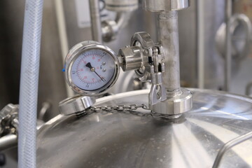 Almaty / Kazakhstan - 02.14.2019 : Plant for the production of beer. The containers are in the process of fermentation and cooking.