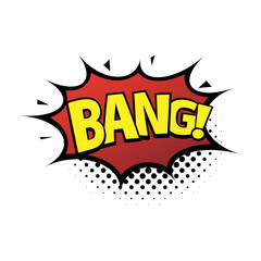 Obraz premium Comic lettering wow. Comic speech bubble with emotional text Bang. Bright dynamic cartoon illustration in retro pop art style isolated on white background. Comic text sound effects