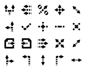 Arrows Icon Set - 3 (Black Series) . Arrow, Sign, Symbol ,direction, move, turn, Vector Illustration Web Icons .