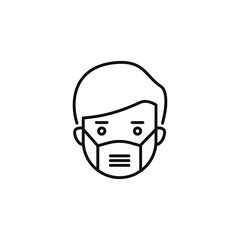 Man in medical mask line icon. Prevent the spread of COVID-19. Vector illustration