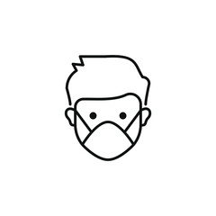 Man in medical mask line icon. Prevent the spread of COVID-19. Vector illustration