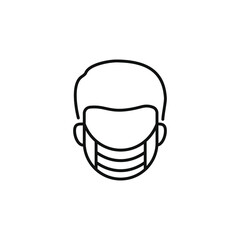 Man in medical mask line icon. Prevent the spread of COVID-19. Vector illustration