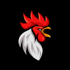 vector rooster mascot logo. chicken head illustration