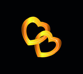 luxury gold heart icon, concept of love vector illustration. decorative couple heart for wedding anniversary