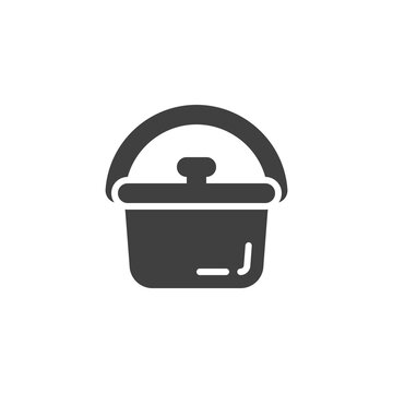 Camping pot vector icon. filled flat sign for mobile concept and web design. Pot with lid and handle glyph icon. Symbol, logo illustration. Vector graphics