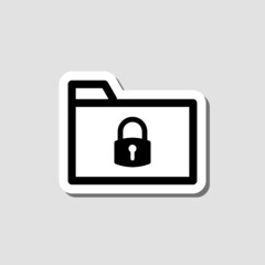 Lock folder sticker icon isolated on gray background