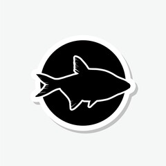 Fish icon, simple sticker icon isolated on gray background