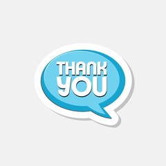 Speech bubbles thank you sticker isolated on gray background