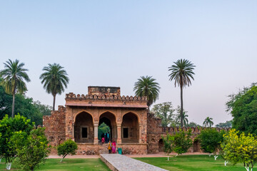 Fototapeta na wymiar Delhi, India; Feb, 2020 : gateway to the Isa Khan's Tomb, Delhi, India