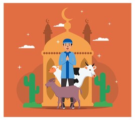 Eid al adha islamic flat illustration