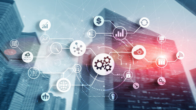 Fintech, Financial Technology and Business concept on modern city background.