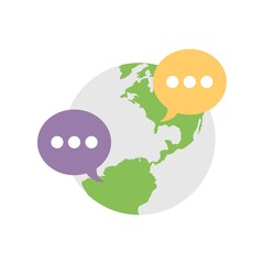 Global communication concept icon. Worldwide chatting via internet.