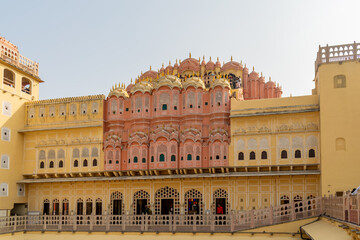 Fototapeta na wymiar Jaipur, Rajasthan, India; Feb, 2020 : gate to the inner courtyard of the Hawa Mahal, Jaipur, Rajasthan, India