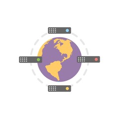 Global network servers icon illustration. Worldwide internet connection symbol.