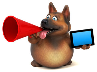 Fun german shepherd dog - 3D Illustration