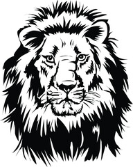 Lion head vector illustration line art