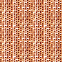 Watercolor seamless pattern with wafers of various shapes. Heart waffles, square waffles, and round waffles