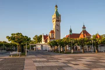 Foto op Plexiglas De Oostzee, Sopot, Polen The historic buildings of the city of Sopot seaside resort in the light of summer morning