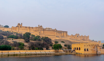 View of the Amber Fort and the Jaigarh Fort, Jaipur, Rajasthan, India