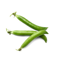 Tasty fresh peas on white background