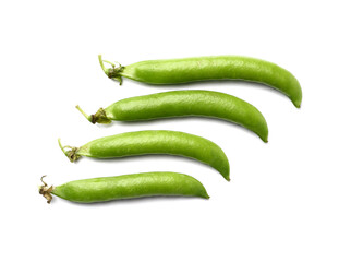 Tasty fresh peas on white background
