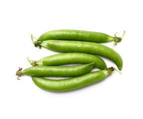 Tasty fresh peas on white background